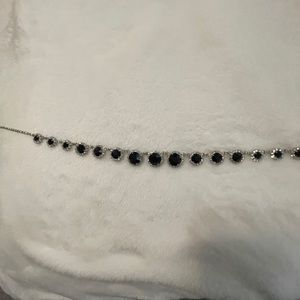 Black glass and rhinestone necklace